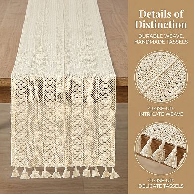 Table Runner for Kitchen Decor Decorations Long Washable Cotton Kitchen Runner with Tassel