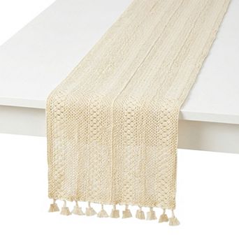 Table Runner for Kitchen Decor Decorations Long Washable Cotton Kitchen Runner with Tassel