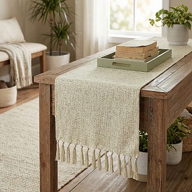 Table Runner with Tassels for Kitchen Decor Birthday Decorations Washable Polyester Kitchen Runner