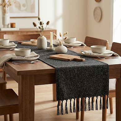 Table Runner with Tassels for Kitchen Decor Birthday Decorations Washable Polyester Kitchen Runner