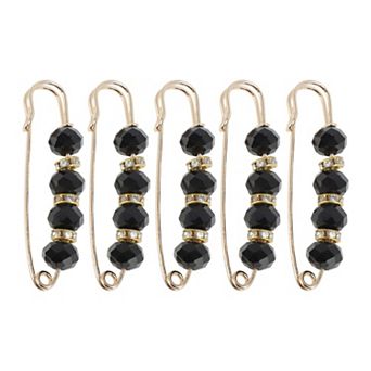 5 pc Decorative Safety Pins Metal Acrylic 2.95"