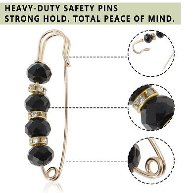 5Pcs Decorative Safety Pins Metal Acrylic 1.97"