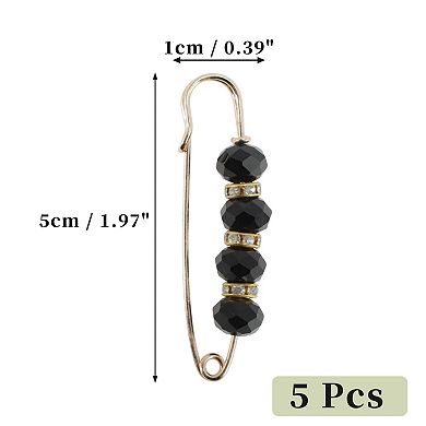 5Pcs Decorative Safety Pins Metal Acrylic 1.97"