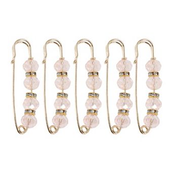 5 pc Decorative Safety Pins Metal Acrylic 1.97"