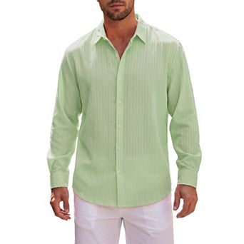 Men's Business Shirt Breathable Long Sleeve Solid Striped Textured Dress Shirts