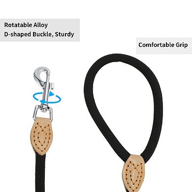 1Pc Dog Leash 49.21" x0.39" Round Braided Black