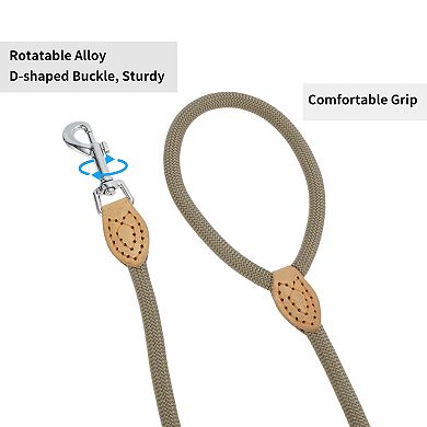 1Pc Dog Leash 49.21" x0.39" Round Braided Khaki