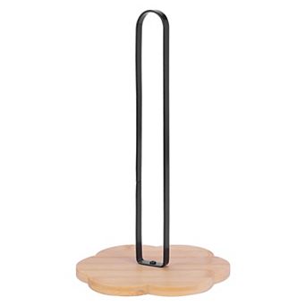 Paper Towel Holder Countertop Non Slip Base Paper Towel Dispenser Metal and Wood Kitchen Decor