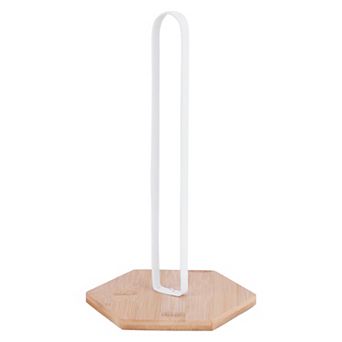 Paper Towel Holder Countertop Non Slip Base Paper Towel Dispenser Metal and Wood Kitchen Decor