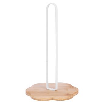 Paper Towel Holder Countertop Non Slip Base Paper Towel Dispenser Metal and Wood Kitchen Decor