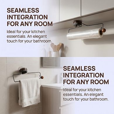 Wall Mount Paper Towel Holder Rustproof Under Cabinet Kitchen Towel Rack No Drilling for Kitchen