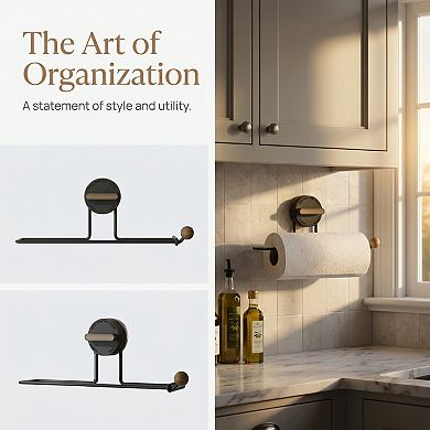 Wall Mount Paper Towel Holder Rustproof Under Cabinet Kitchen Towel Rack No Drilling for Kitchen