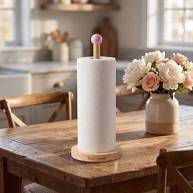 Paper Towel Holder Countertop Non Slip Base Wood Kitchen Decor