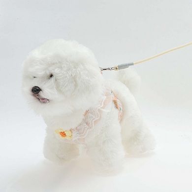Floral Pattern Puppy Dog Harness and Leash Set 1Set