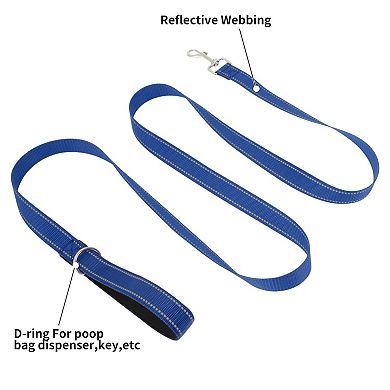 Reflective Dog Leash with Soft Padded Handle and Metal Hook 1Pc