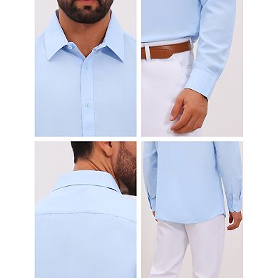 Men's Formal Solid Color Breathable Wrinkle Free Long Sleeve Dress Shirt