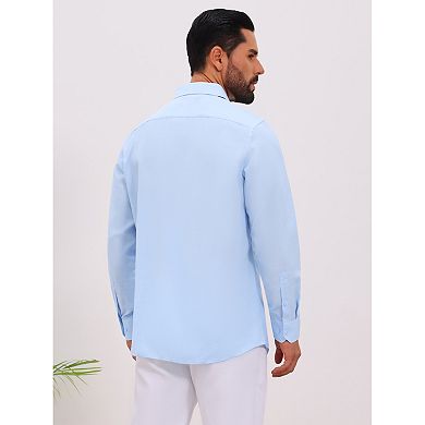 Men's Formal Solid Color Breathable Wrinkle Free Long Sleeve Dress Shirt
