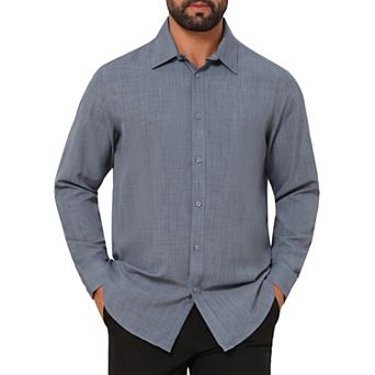 Men's Formal Solid Color Breathable Wrinkle Free Long Sleeve Dress Shirt