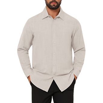 Men's Formal Solid Color Breathable Wrinkle Free Long Sleeve Dress Shirt