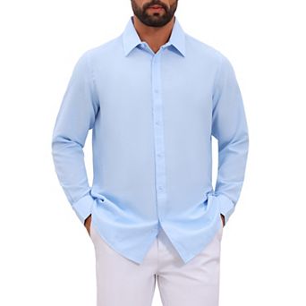 Men's Formal Solid Color Breathable Wrinkle Free Long Sleeve Dress Shirt