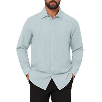 Men's Formal Solid Color Breathable Wrinkle Free Long Sleeve Dress Shirt
