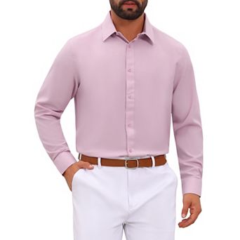 Men's Formal Solid Color Breathable Wrinkle Free Long Sleeve Dress Shirt