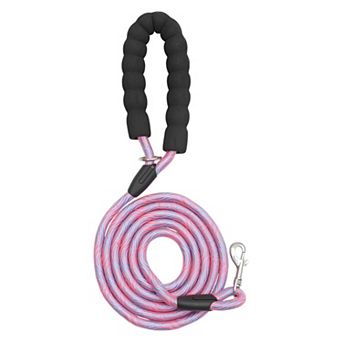 Dog Leash 1 pc with Comfortable Padded Handle and Reflective Threads Rose Red