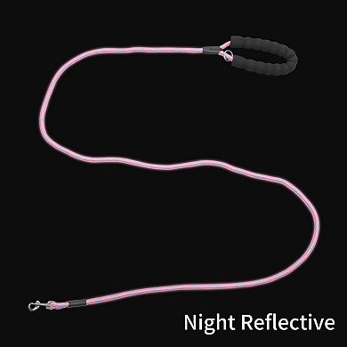Dog Leash 1Pc with Comfortable Padded Handle and Reflective Threads Rose Red