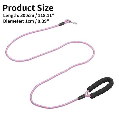 Dog Leash 1Pc with Comfortable Padded Handle and Reflective Threads Rose Red