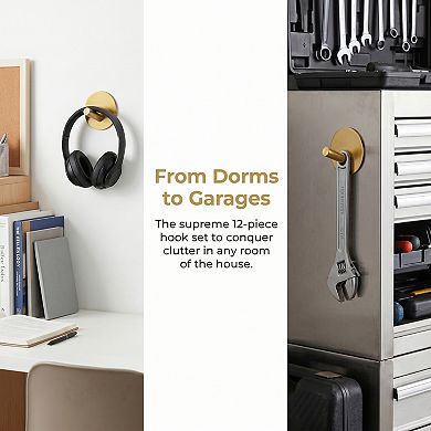 Utility Hooks 12Pcs Metal Durable Hooks Wall Hooks for Hanging Organization Multi Purpose Hooks