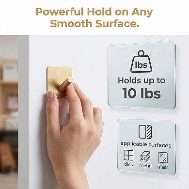 8Pcs Metal Durable Utility Hooks Multi Purpose Adhesive Wall Hooks for Kitchen Household Hats