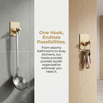8Pcs Metal Durable Utility Hooks Multi Purpose Adhesive Wall Hooks for Kitchen Household Hats