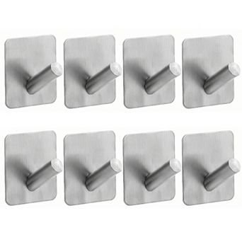 8 pc Metal Durable Utility Hooks Multi Purpose Adhesive Wall Hooks for Kitchen Household Hats