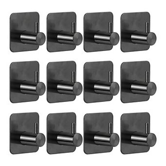 Durable Metal Utility Hooks Set of 12 Adhesive Wall Hooks for Hanging Garage Organization Kitchen