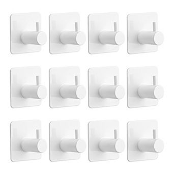 Durable Metal Utility Hooks Set of 12 Adhesive Wall Hooks for Hanging Garage Organization Kitchen