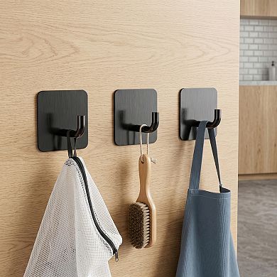 Utility Hooks 12Pcs Metal Square Durable Hooks Wall Hooks for Hanging Multi Purpose Adhesive Hooks