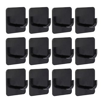 Utility Hooks 12 pc Metal Square Durable Hooks Wall Hooks for Hanging Multi Purpose Adhesive Hooks