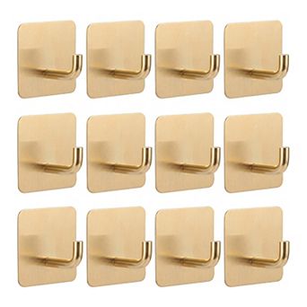 Utility Hooks 12 pc Metal Square Durable Hooks Wall Hooks for Hanging Multi Purpose Adhesive Hooks