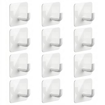 Utility Hooks 12 pc Metal Square Durable Hooks Wall Hooks for Hanging Multi Purpose Adhesive Hooks