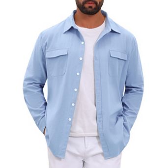 Men's Shirt Long Sleeve Button Down Casual Summer Beach Shirts