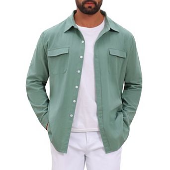 Men's Shirt Long Sleeve Button Down Casual Summer Beach Shirts
