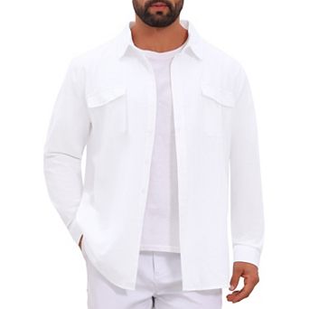 Men's Shirt Long Sleeve Button Down Casual Summer Beach Shirts