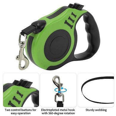 Retractable Pet Leash Ergonomic Handle Bones Pattern Under 15 kg 16.4ft