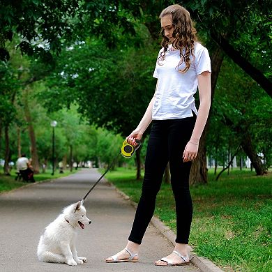 Retractable Pet Leash Ergonomic Handle Bones Pattern Under 15 kg 16.4ft