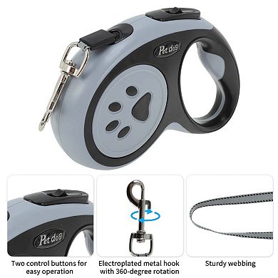 Retractable Pet Leash Ergonomic Handle Footprint Pattern Under 12 kg 9.84ft