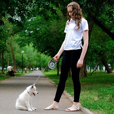 Retractable Pet Leash Ergonomic Handle Footprint Pattern Under 12 kg 9.84ft