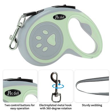 Retractable Pet Leash Ergonomic Handle Footprint Pattern Under 15 kg 16.4ft