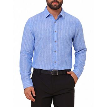 Men's Striped Shirt Long Sleeve Button Down Lightweight Casual Wedding Shirt