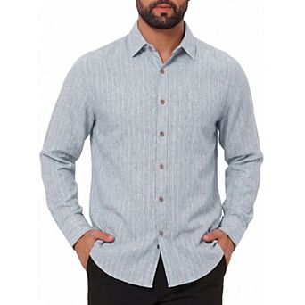 Men's Striped Shirt Long Sleeve Button Down Lightweight Casual Wedding Shirt