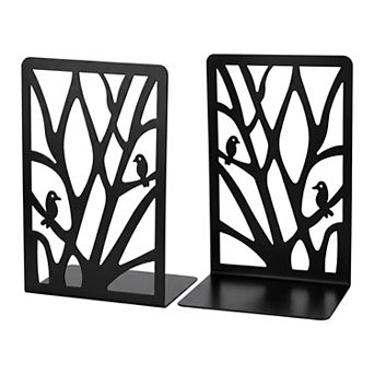 Decorative Metal Bookends Book Ends Non Skid Hollow out Book Stopper 2 pc 4.7"Lx3.5"Wx6.9"H